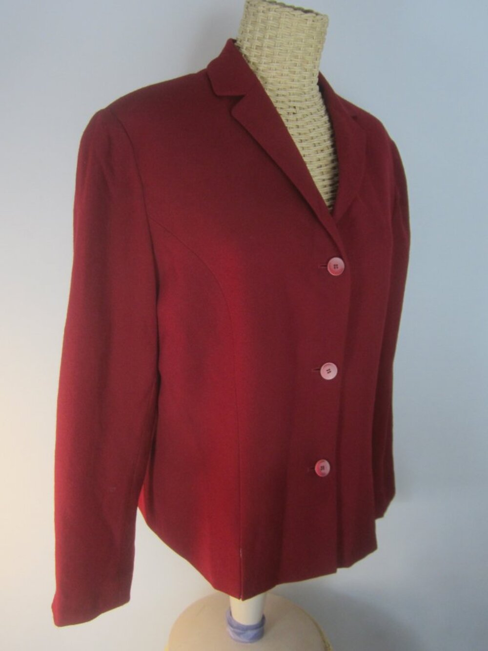 Vtg Talbots Women 12 Red 100% Wool Blazer Short Jacket Classic Holiday M / L